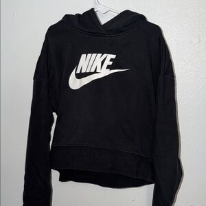 Nike Girls Black Hoodie with White Swoosh Logo